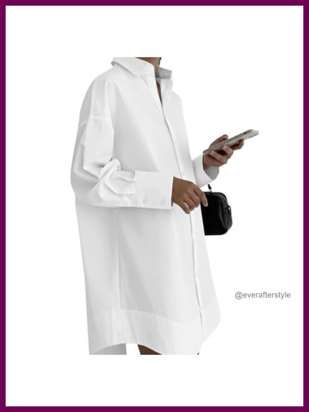 FreeMolly Cotton Button Down Shirt Dress Long Sleeve V Neck Midi Work Dress